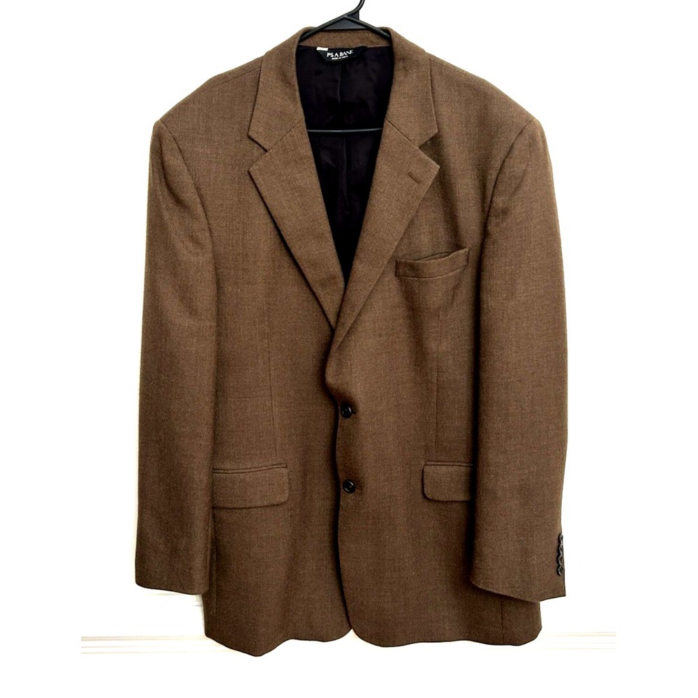 Jos A Bank Travelers Men's 46L Sport Coat Blazer 100% Wool Brown 2 Button